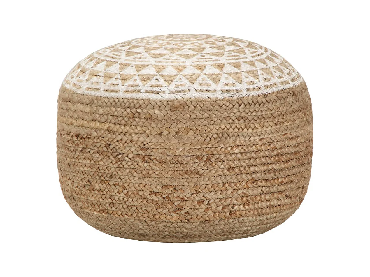 Puf tejido a mano yute blanco 45x30 cm ES109303