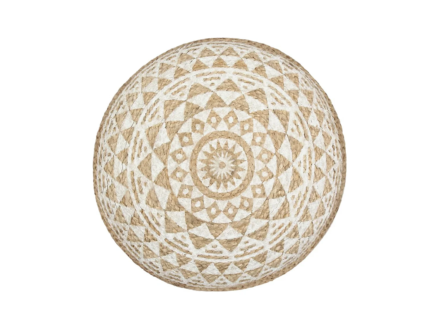 Puf tejido a mano yute blanco 45x30 cm ES109303