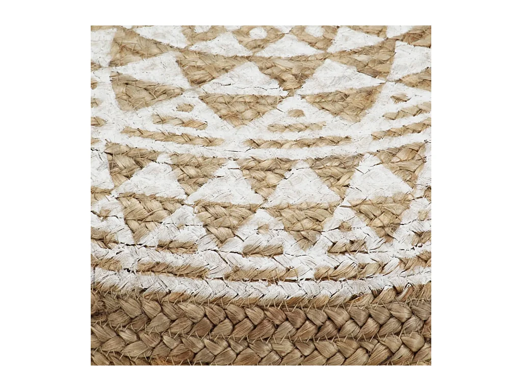 Puf tejido a mano yute blanco 45x30 cm ES109303