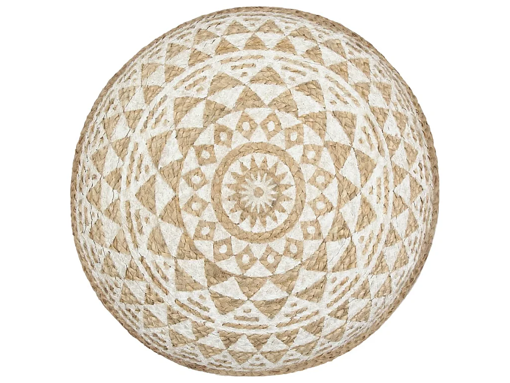 Poef handgemaakt 45x30 cm jute wit BE627584