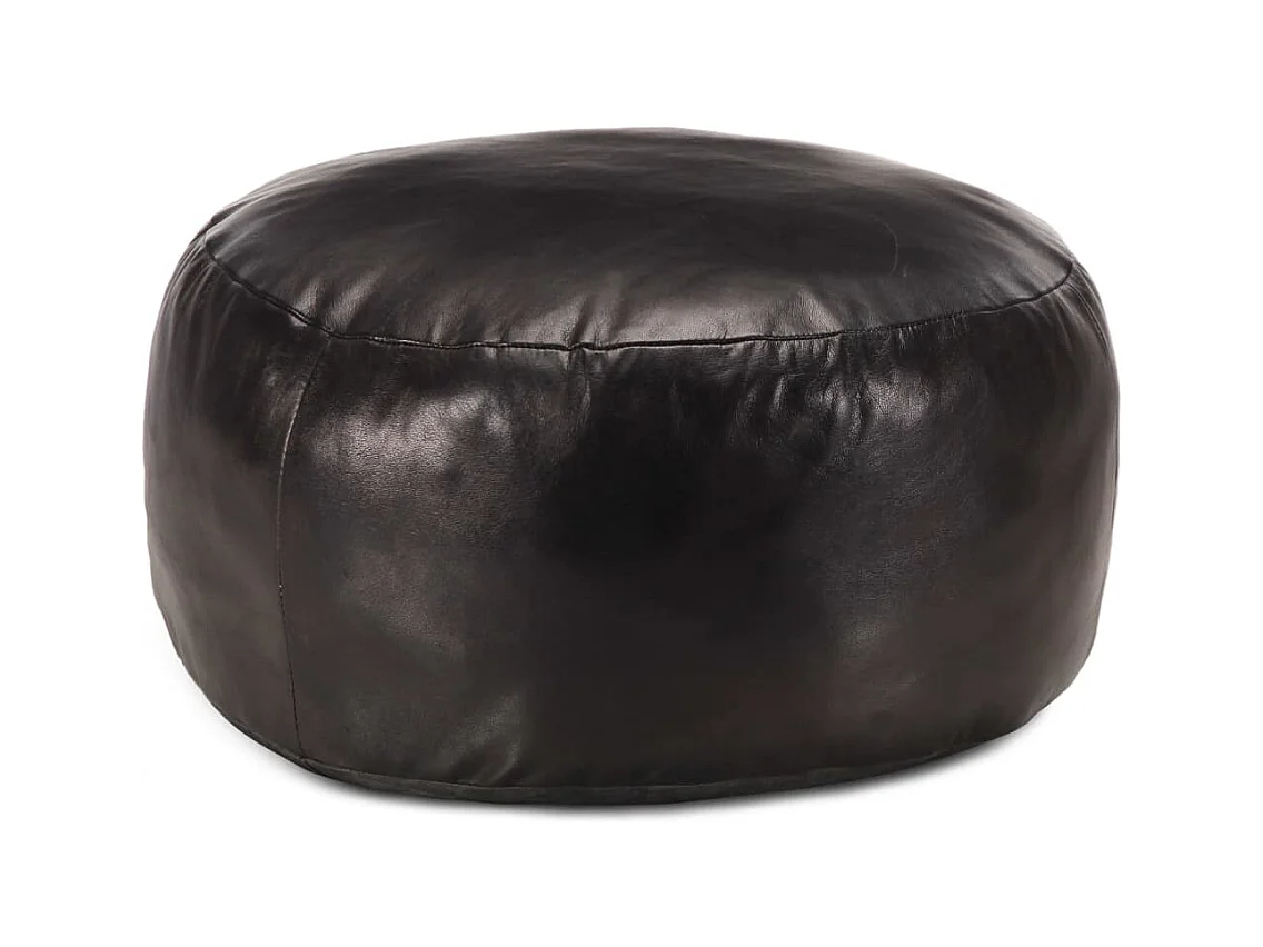 Pouf 60 x 30 cm Noir Cuir véritable de chèvre FR934071