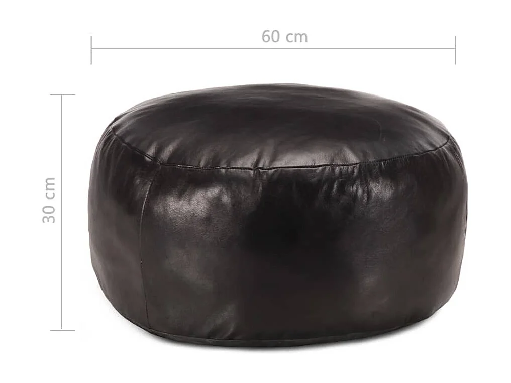 Pouf 60 x 30 cm Noir Cuir véritable de chèvre FR934071
