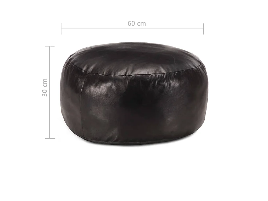 Puf negro 60x30 cm cuero auténtico de cabra ES480524