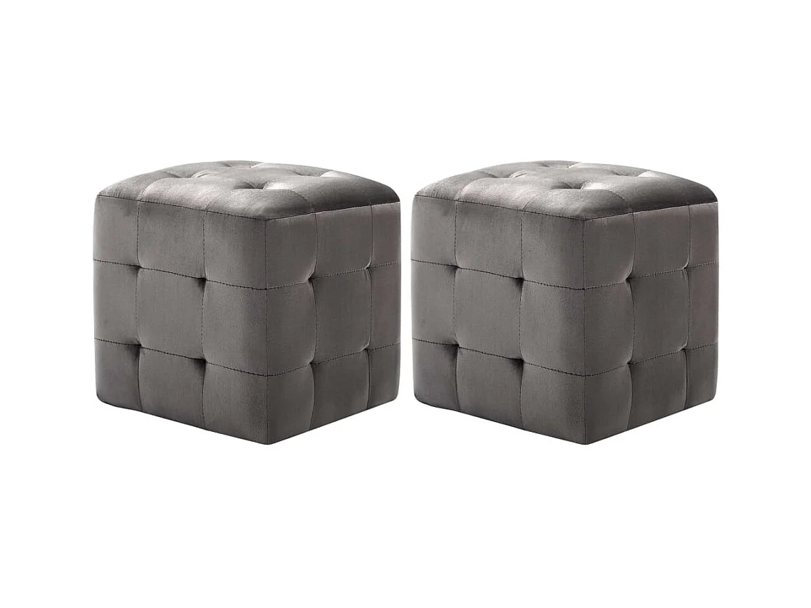 2 pcs Poufs Gris 30 x 30 x 30 cm Tissu velours FR557830
