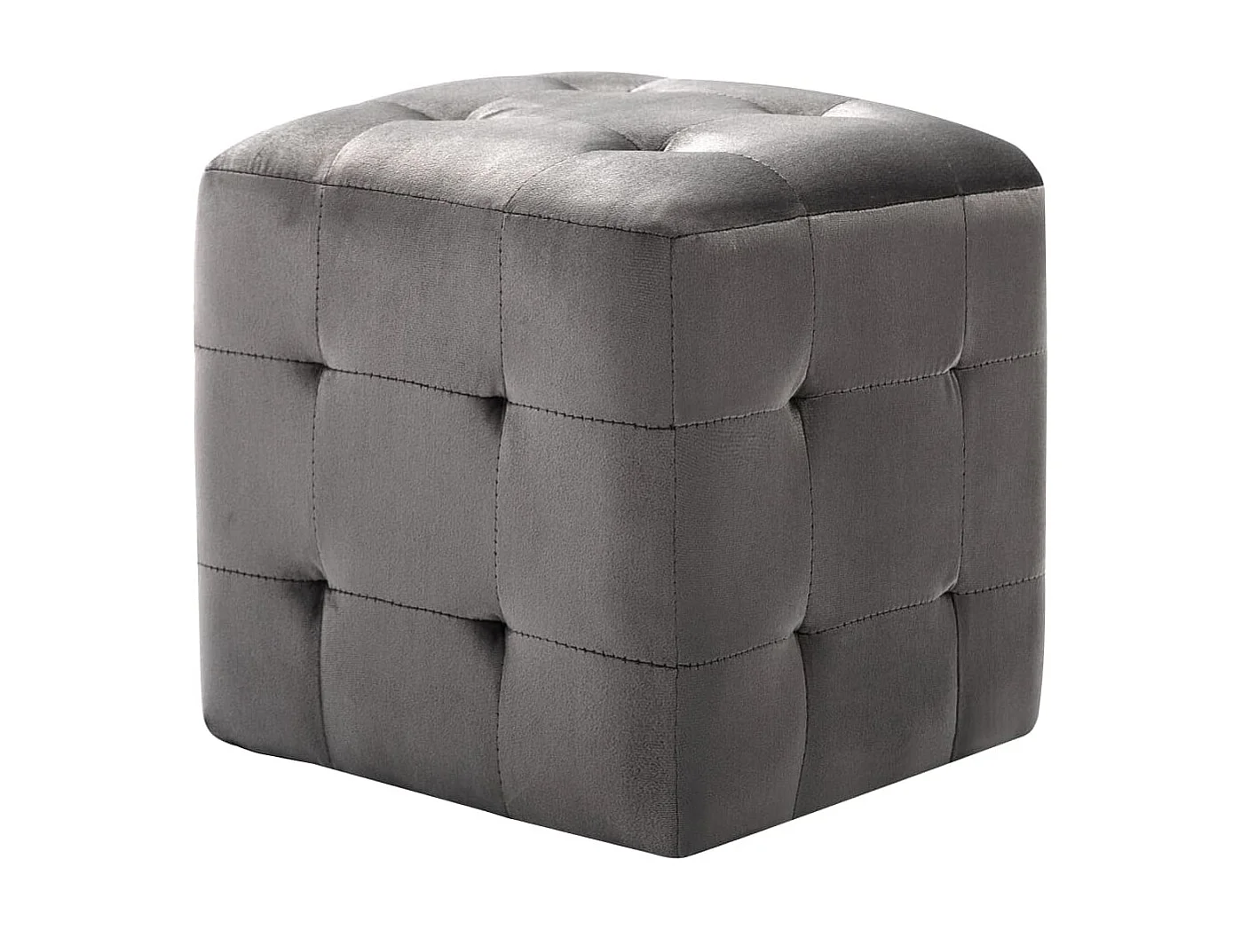 2 pcs Poufs Gris 30 x 30 x 30 cm Tissu velours FR557830