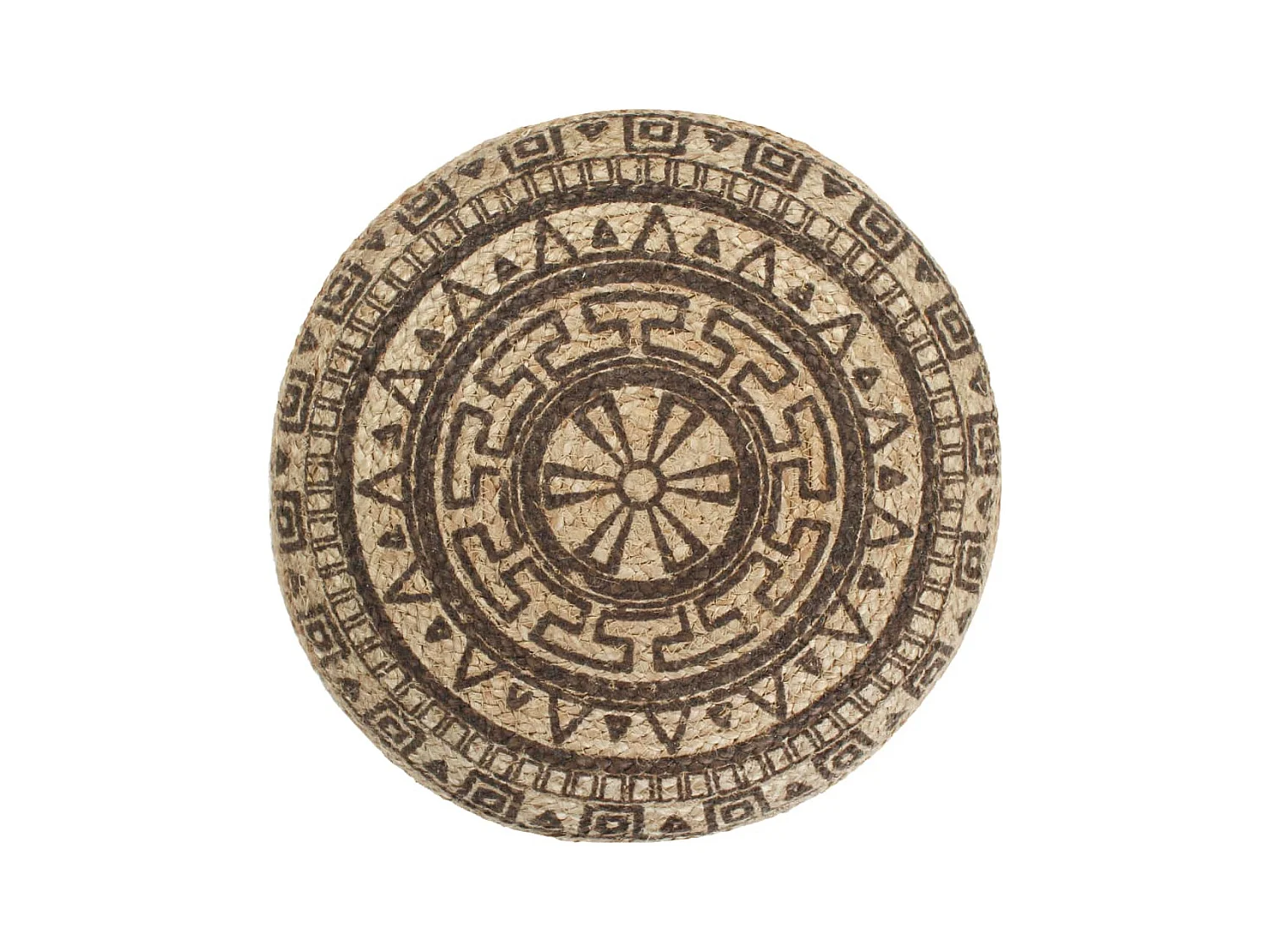 Puf tejido a mano marrón 45x30 cm yute ES779745