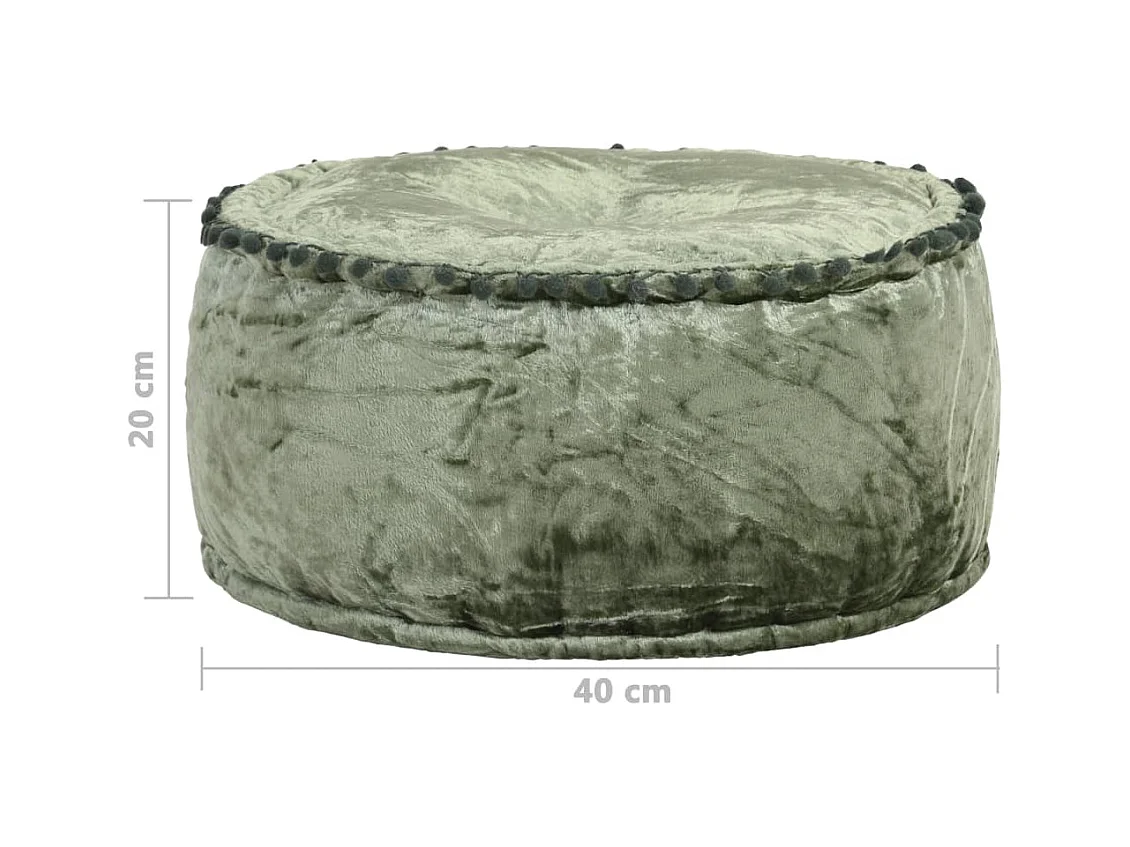Pouf Rond Velours 40x20 cm Vert FR211242