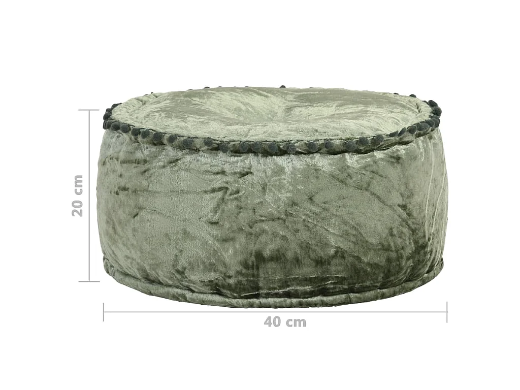 Pouf Rond Velours 40x20 cm Vert FR211242