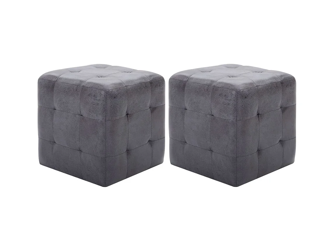 Pufe 2 pcs 30x30x30 cm camurça artificial cinzento PT545801