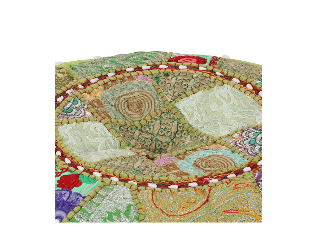 Poef patchwork rond handgemaakt 40x20 cm katoen groen BE954334
