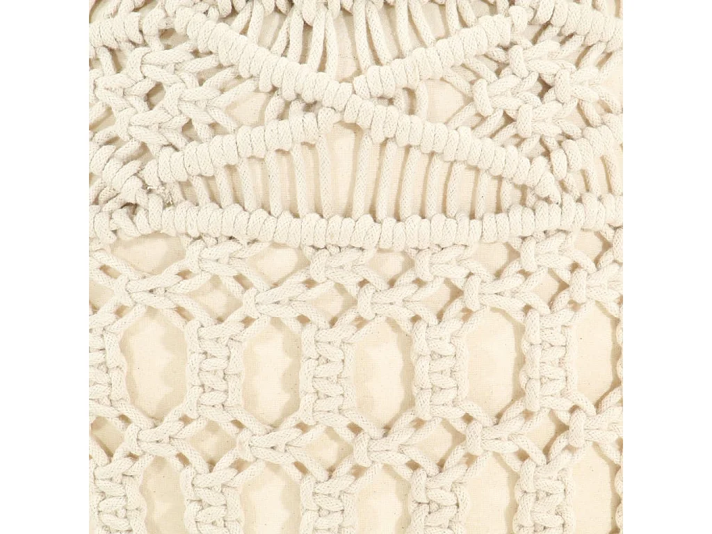 Puf de macramé hecho a mano algodón 45x30 cm ES626073