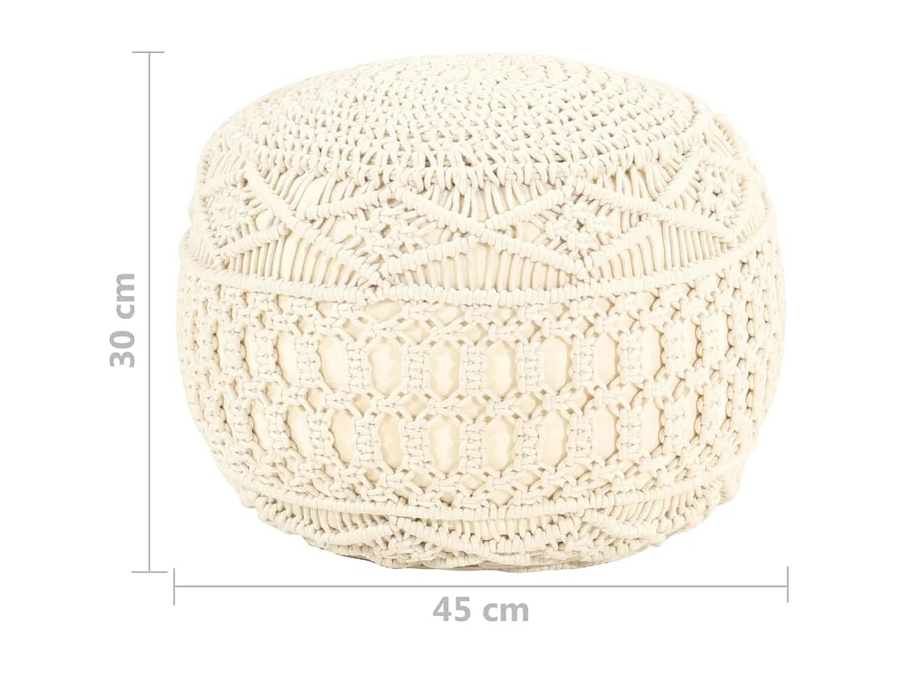 Puf de macramé hecho a mano algodón 45x30 cm ES626073