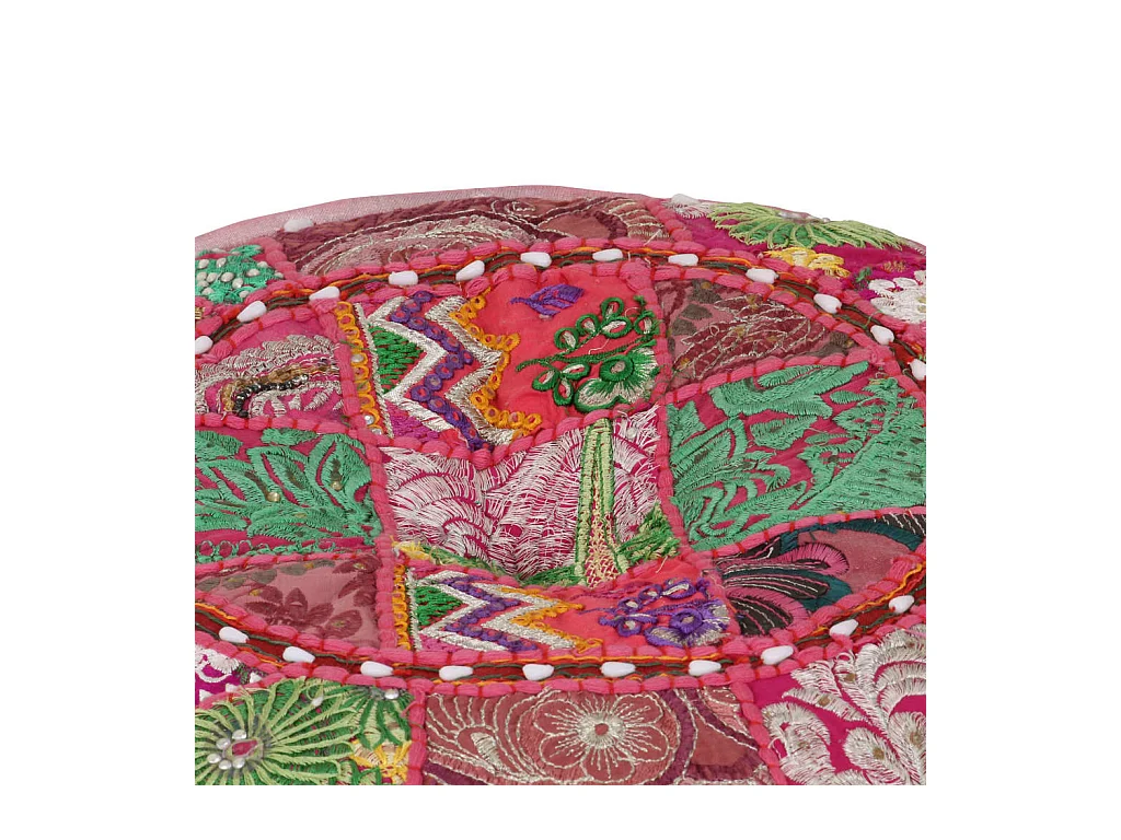 Pouf rond en coton en patchwork fait à la main 40 x 20 cm Rose FR636956
