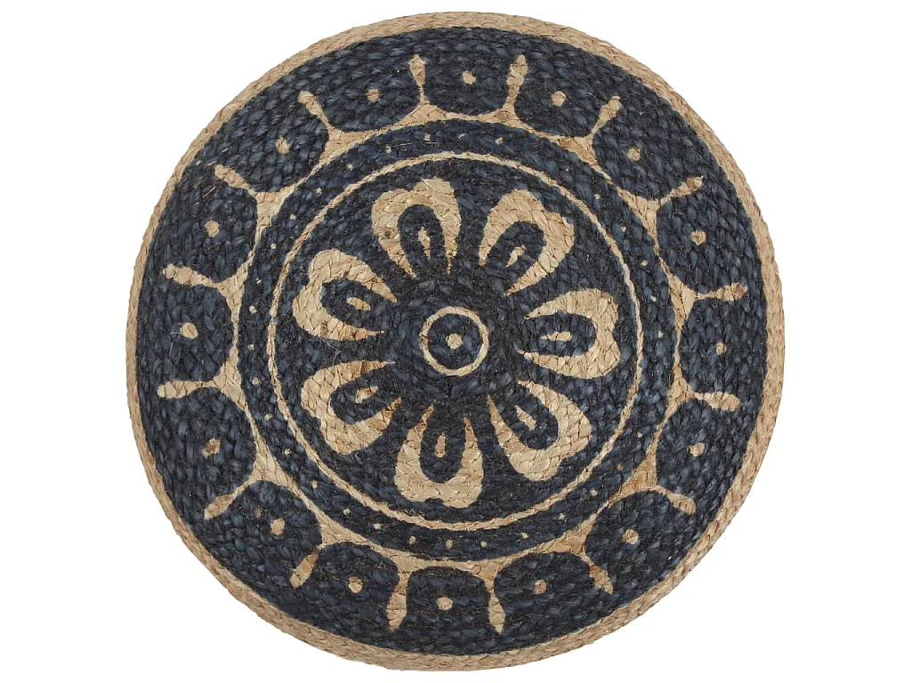 Pouf fait à la main Bleu 45 x 30 cm Jute FR725074