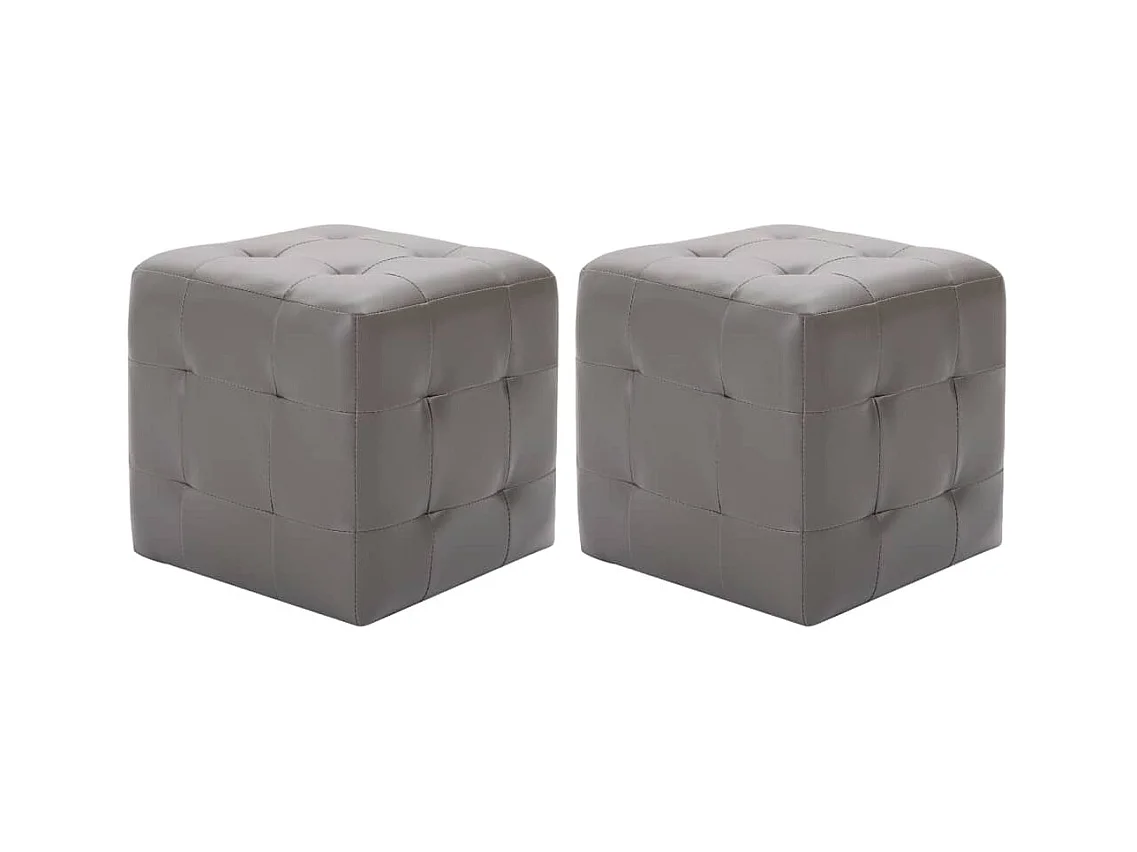 Pufe 2 pcs 30x30x30 cm couro artificial cinzento PT485542