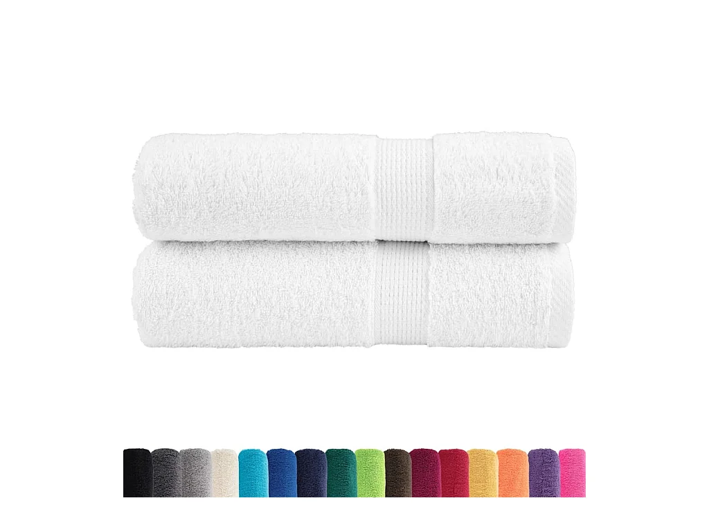 Serviettes de bain de qualité supérieure 2 pcs blanc 100% coton FR376344