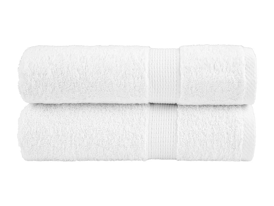 Serviettes de bain de qualité supérieure 2 pcs blanc 100% coton FR376344