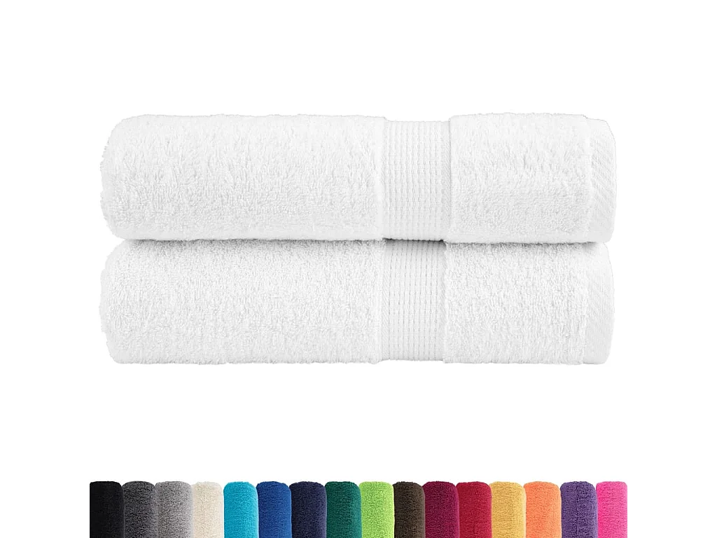 Serviettes de bain de qualité supérieure 2 pcs blanc 100% coton FR376344
