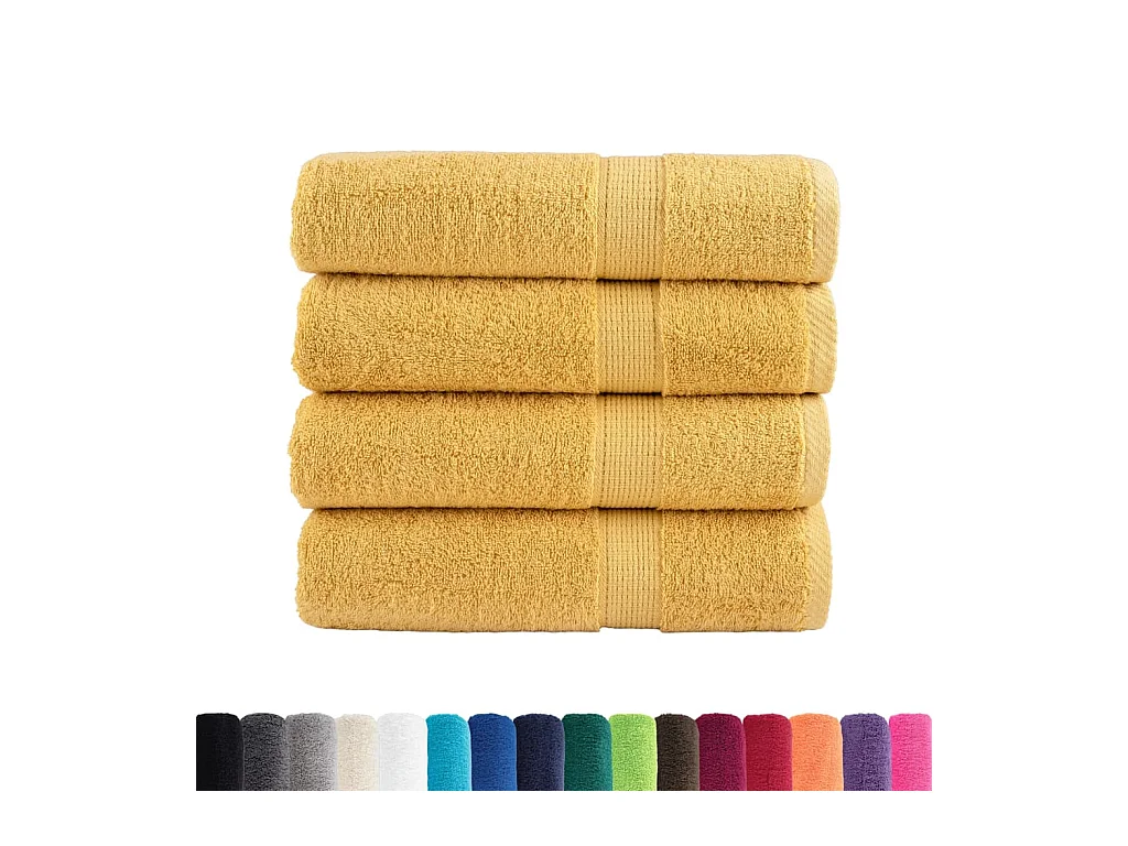 Serviettes de bain de qualité supérieure 4 pcs doré 100% coton FR314439