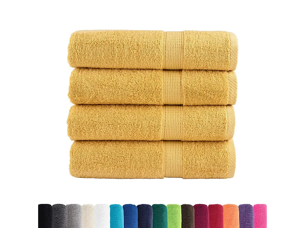 Serviettes de bain de qualité supérieure 4 pcs doré 100% coton FR314439
