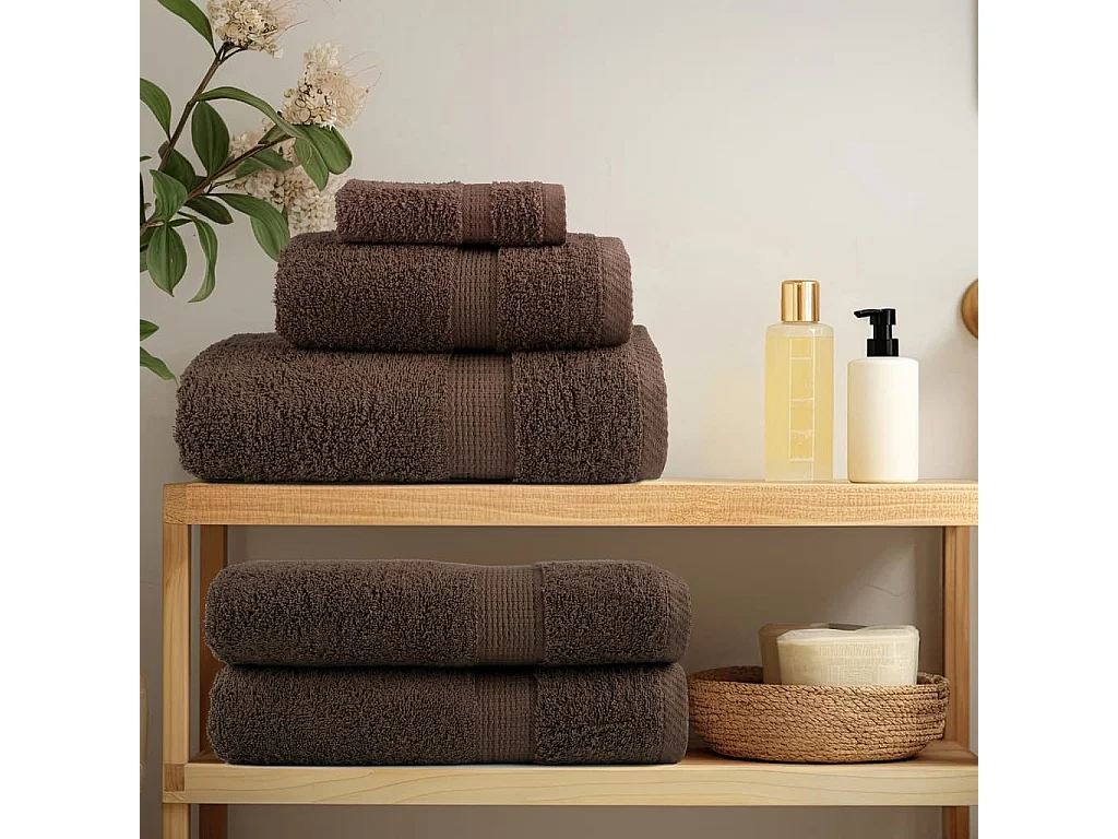 Serviettes de bain de qualité supérieure marron 10pcs 100%coton FR866549