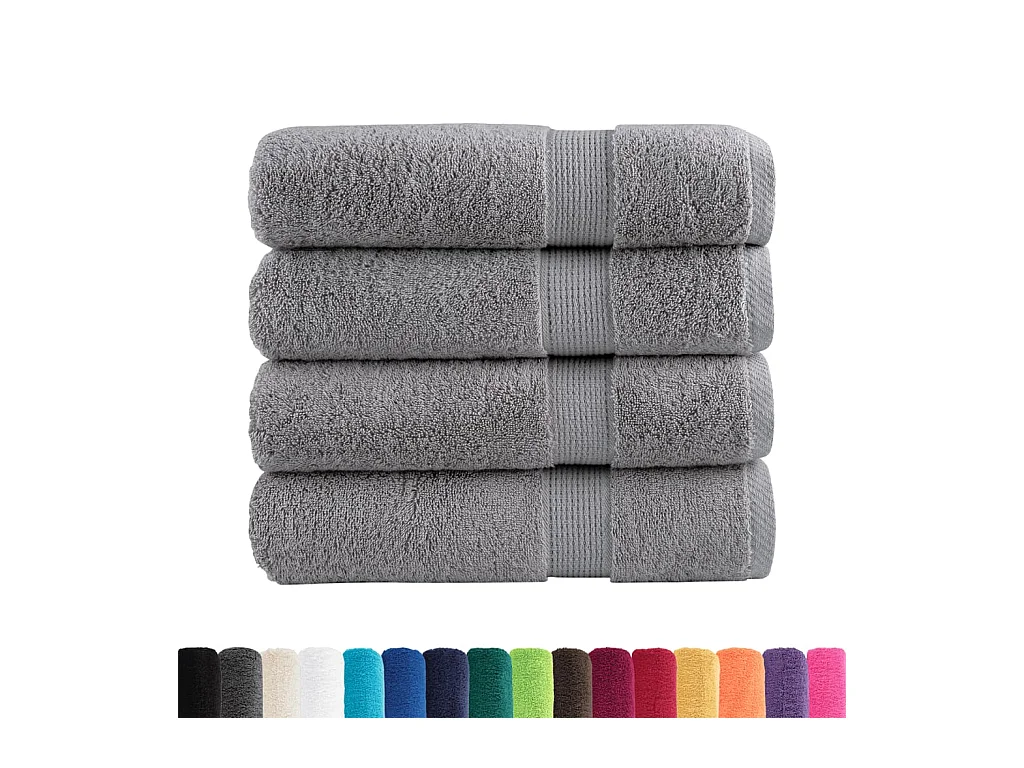 Serviettes de bain de qualité supérieure 4 pcs gris 100% coton FR615535