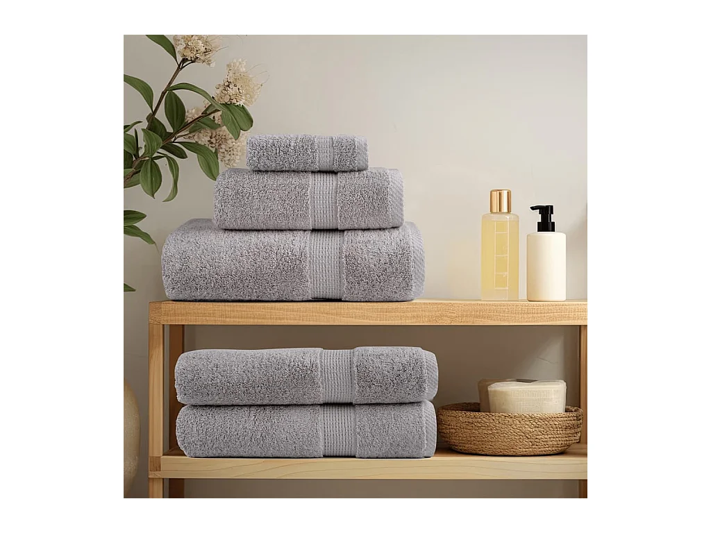 Serviettes de bain de qualité supérieure 4 pcs gris 100% coton FR615535
