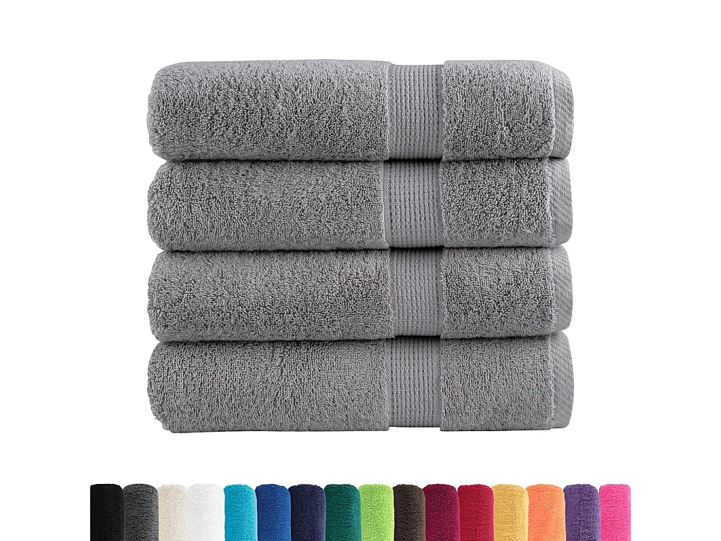 Serviettes de bain de qualité supérieure 4 pcs gris 100% coton FR615535