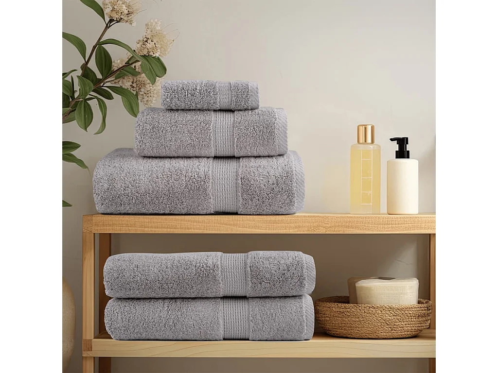 Serviettes de bain de qualité supérieure 4 pcs gris 100% coton FR615535