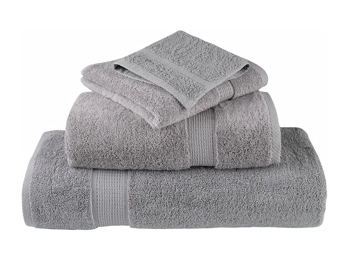 Serviettes de bain de qualité supérieure 4 pcs gris 100% coton FR615535