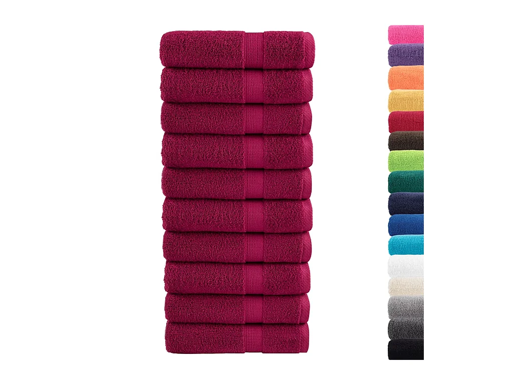 Badhanddoeken SOLUND 10 st 600 g/m² 100x150 cm bordeaux BE785417