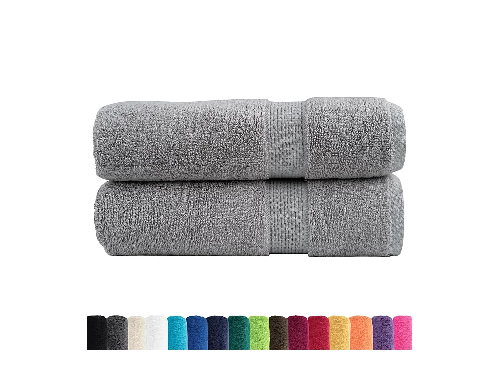 Serviettes de bain de qualité supérieure 2 pcs gris 100% coton FR482149