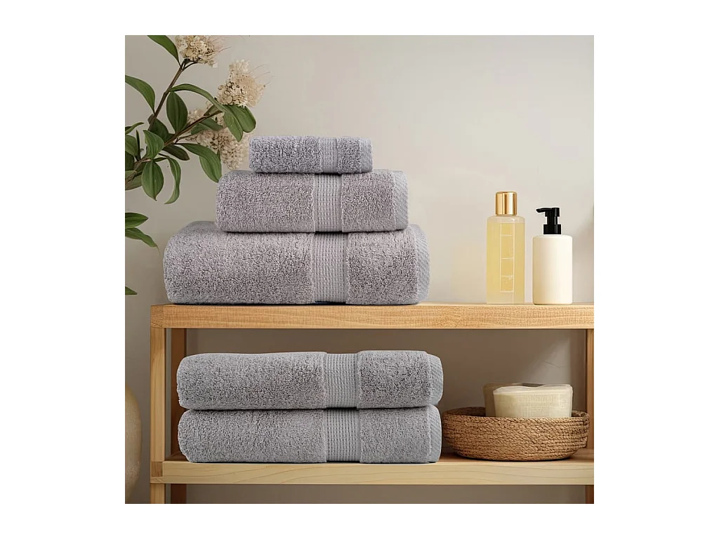 Serviettes de bain de qualité supérieure 2 pcs gris 100% coton FR482149