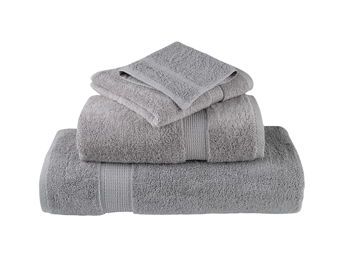 Serviettes de bain de qualité supérieure 2 pcs gris 100% coton FR482149