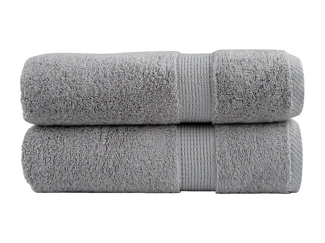 Serviettes de bain de qualité supérieure 2 pcs gris 100% coton FR482149