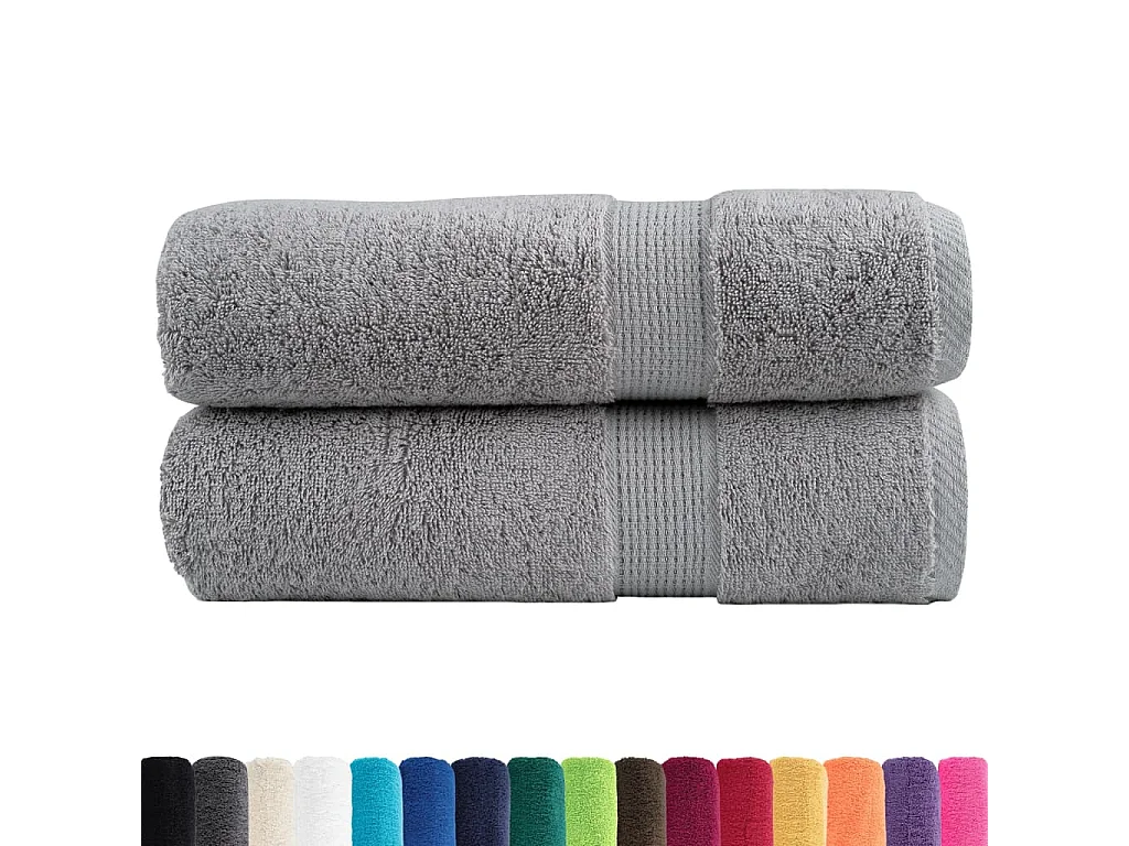 Serviettes de bain de qualité supérieure 2 pcs gris 100% coton FR482149