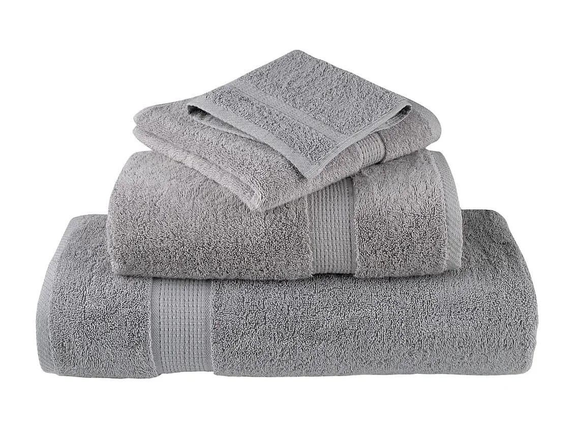 Serviettes de bain de qualité supérieure 2 pcs gris 100% coton FR482149