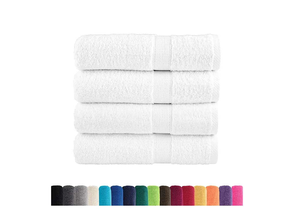 Serviettes de bain de qualité supérieure 4 pcs blanc 100% coton FR674478