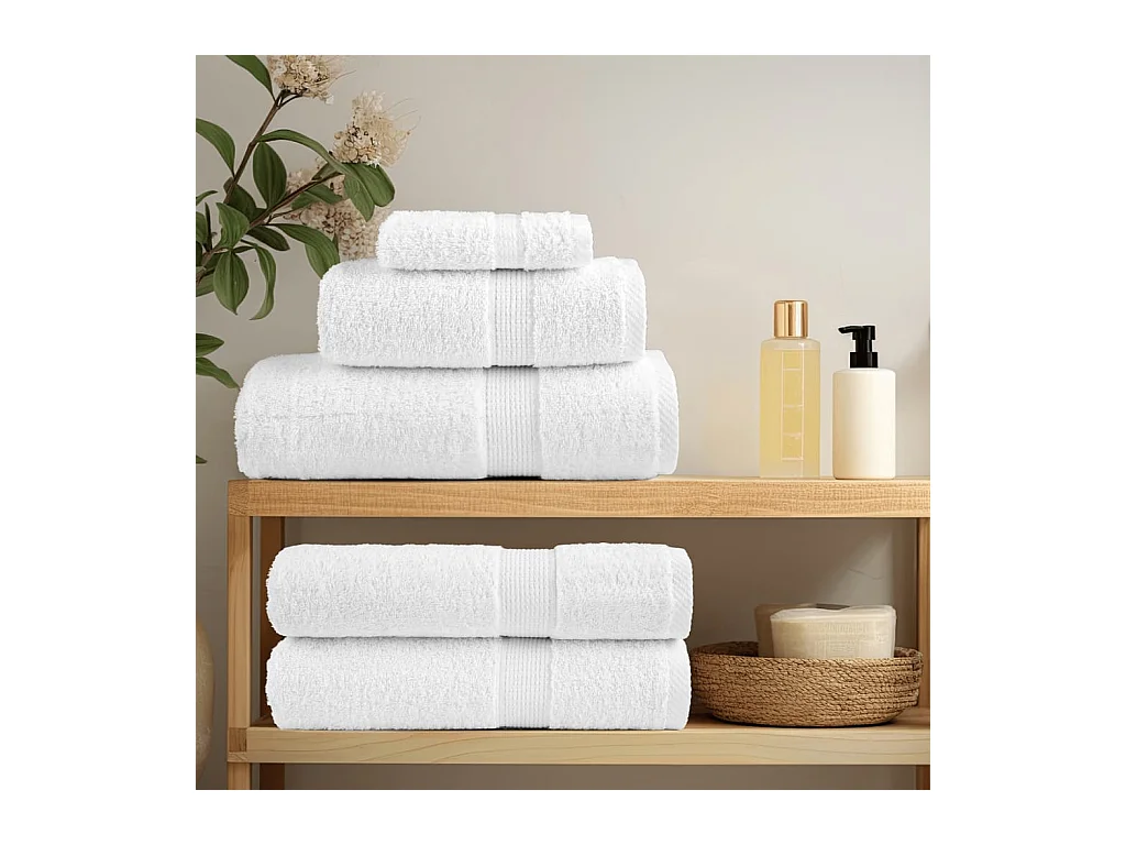 Serviettes de bain de qualité supérieure 4 pcs blanc 100% coton FR674478