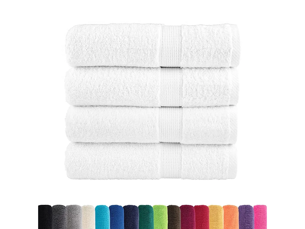 Serviettes de bain de qualité supérieure 4 pcs blanc 100% coton FR674478
