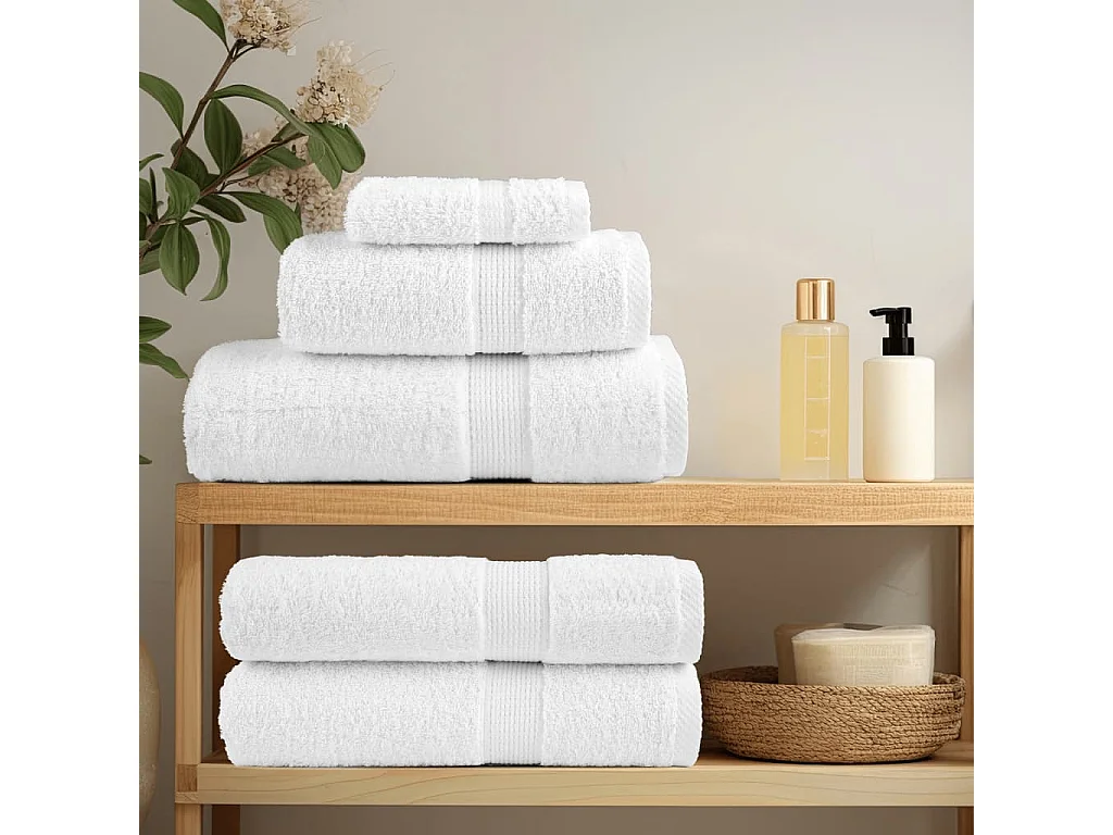 Serviettes de bain de qualité supérieure 4 pcs blanc 100% coton FR674478