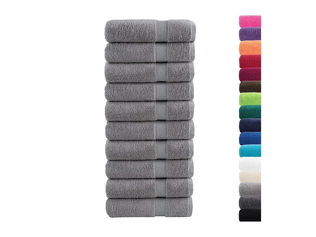 Serviettes de bain de qualité supérieure 10 pcs gris 100% coton FR905725