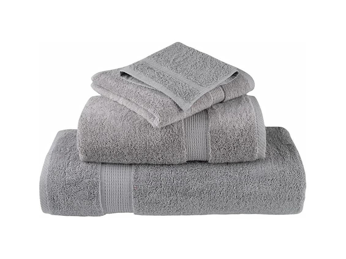 Serviettes de bain de qualité supérieure 10 pcs gris 100% coton FR905725