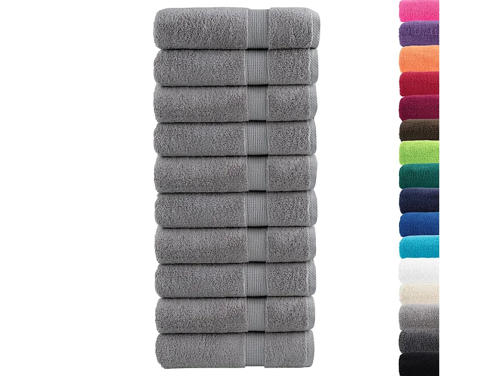 Serviettes de bain de qualité supérieure 10 pcs gris 100% coton FR905725