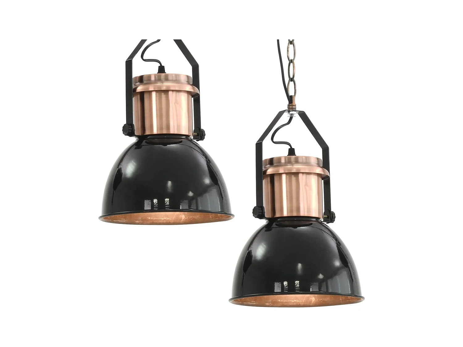 Lámparas de techo 2 unidades redondas negro E27 ES997434