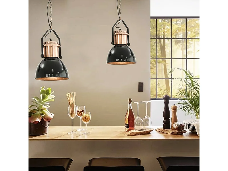 Plafonniers 2 pcs Noir Rond E27 FR541418