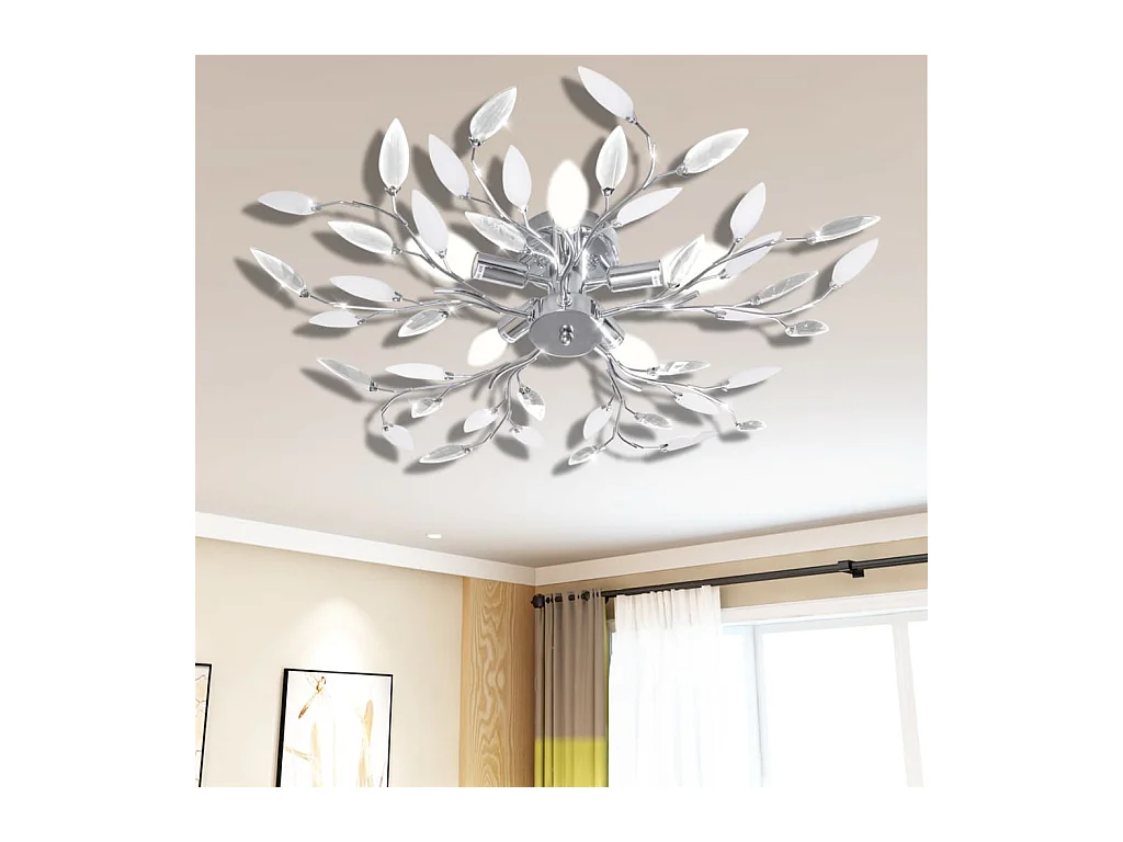 Plafonnier avec bras en acrylique Blanc 5 ampoules E14 FR586465