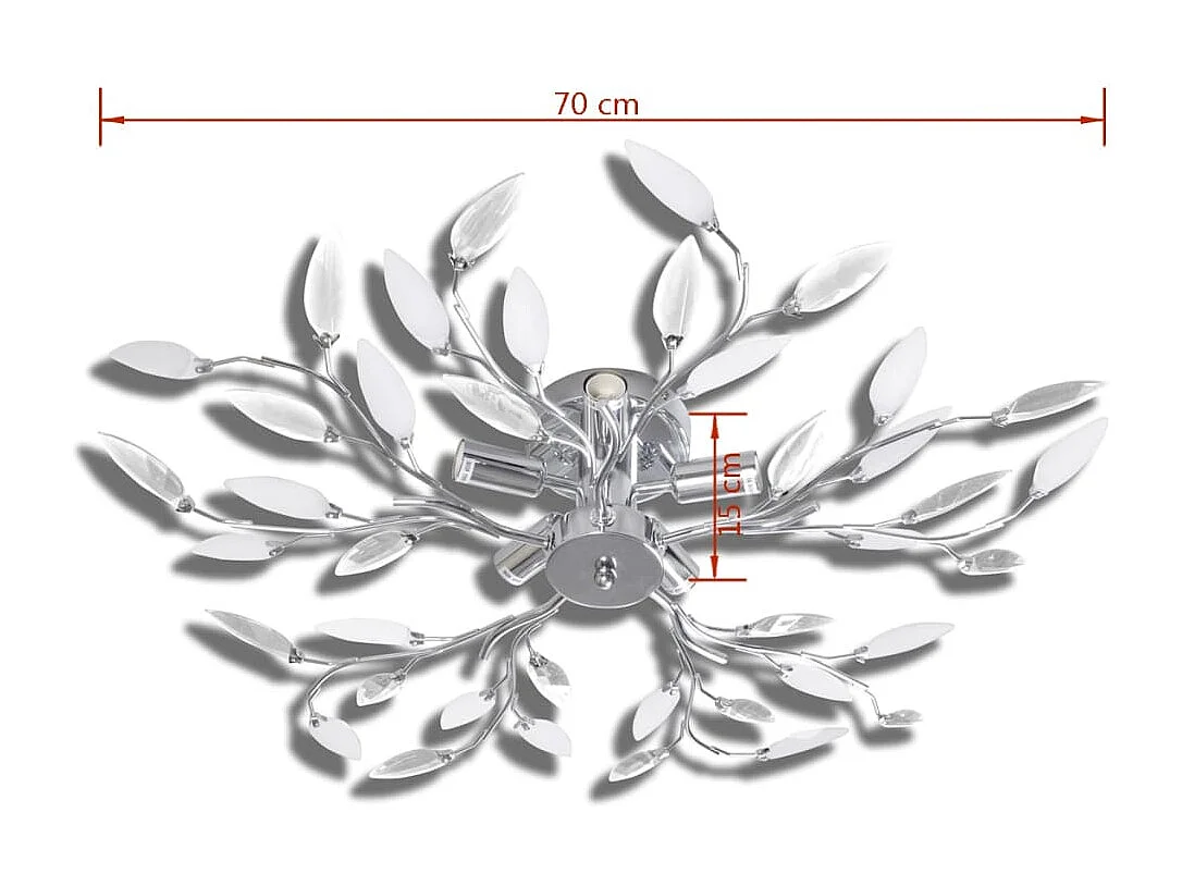 Lámpara de techo brazos de cristal forma hoja 5 bombillas E14 ES325570