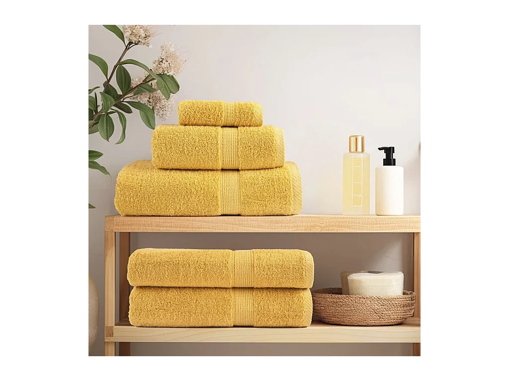 Serviettes de bain de qualité supérieure 10 pcs doré 100% coton FR317154