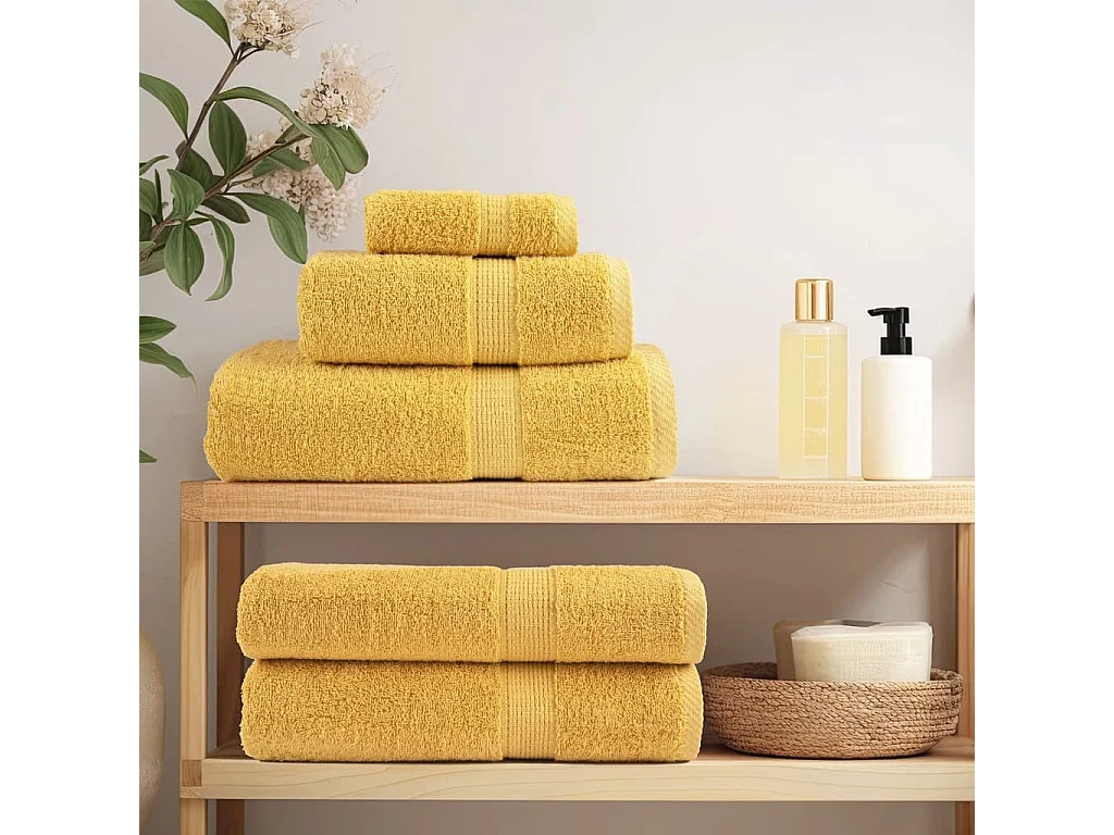 Serviettes de bain de qualité supérieure 10 pcs doré 100% coton FR317154